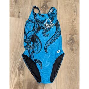 Q Swimwear Women's Classic Strap One Piece Swimsuit Custom Team Suit Size 30